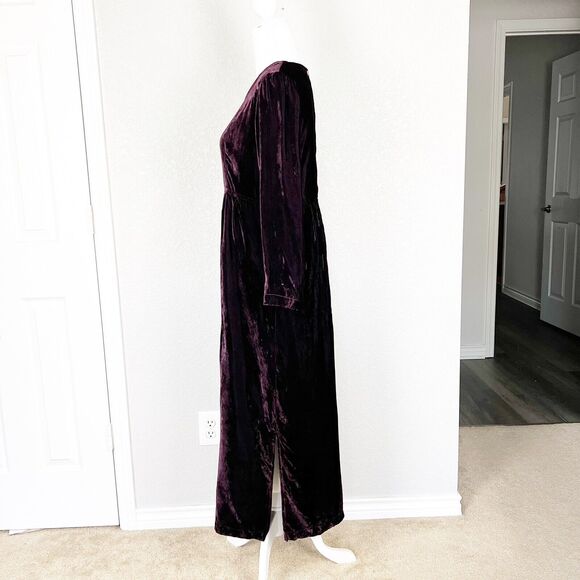 Earth Song Size 8P Petite Velvet Maxi Dress Fairycore Witchy Dark Purple 90s - Picture 4 of 9